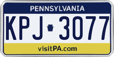 PA license plate KPJ3077