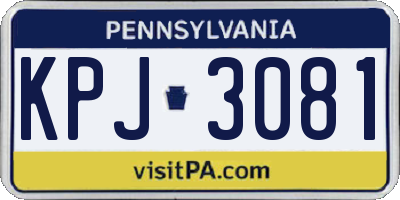 PA license plate KPJ3081