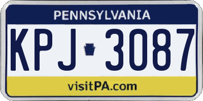 PA license plate KPJ3087