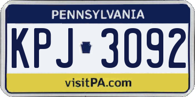 PA license plate KPJ3092