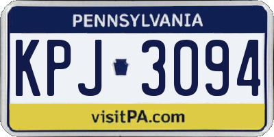 PA license plate KPJ3094