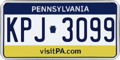 PA license plate KPJ3099