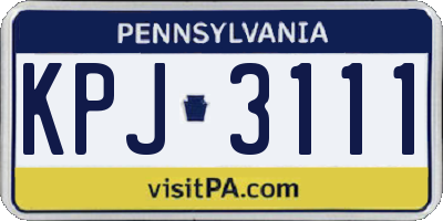PA license plate KPJ3111