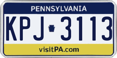 PA license plate KPJ3113