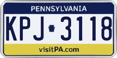 PA license plate KPJ3118