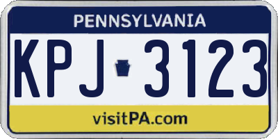 PA license plate KPJ3123