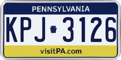 PA license plate KPJ3126