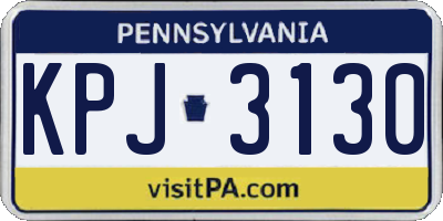 PA license plate KPJ3130