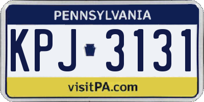 PA license plate KPJ3131