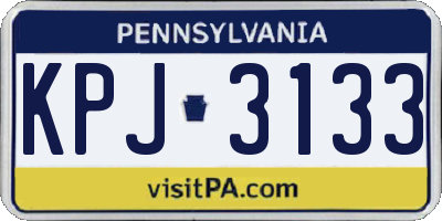 PA license plate KPJ3133