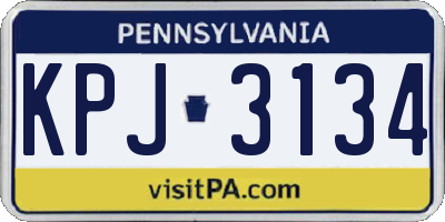 PA license plate KPJ3134