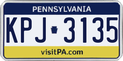 PA license plate KPJ3135