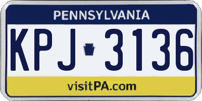 PA license plate KPJ3136