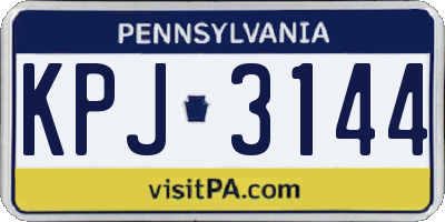 PA license plate KPJ3144