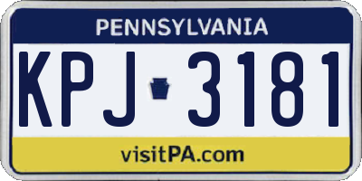 PA license plate KPJ3181