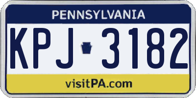 PA license plate KPJ3182