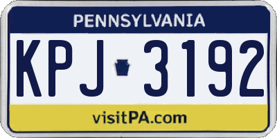 PA license plate KPJ3192