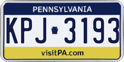 PA license plate KPJ3193