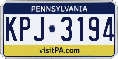 PA license plate KPJ3194