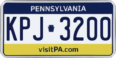 PA license plate KPJ3200