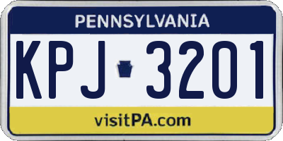 PA license plate KPJ3201