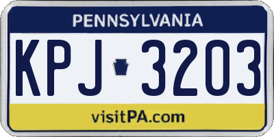 PA license plate KPJ3203