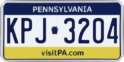 PA license plate KPJ3204