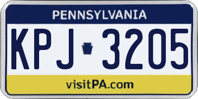 PA license plate KPJ3205