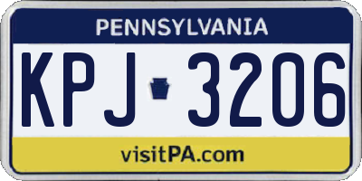 PA license plate KPJ3206