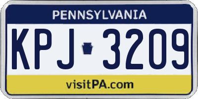 PA license plate KPJ3209