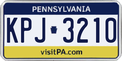 PA license plate KPJ3210