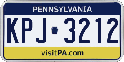 PA license plate KPJ3212