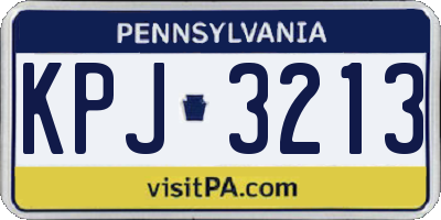 PA license plate KPJ3213