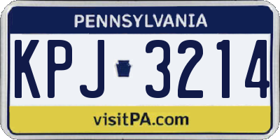 PA license plate KPJ3214