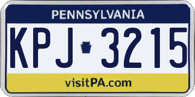 PA license plate KPJ3215