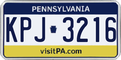 PA license plate KPJ3216