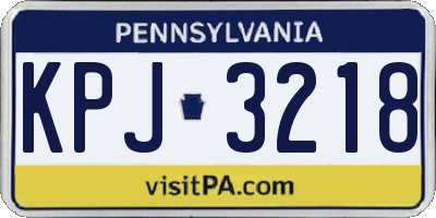 PA license plate KPJ3218