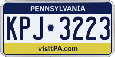 PA license plate KPJ3223