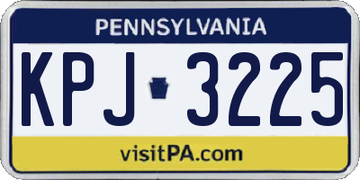 PA license plate KPJ3225