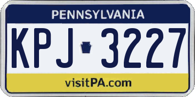 PA license plate KPJ3227