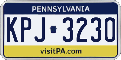 PA license plate KPJ3230