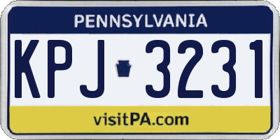 PA license plate KPJ3231