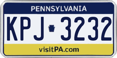 PA license plate KPJ3232