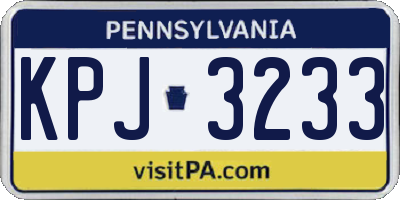 PA license plate KPJ3233