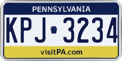 PA license plate KPJ3234