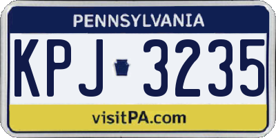 PA license plate KPJ3235