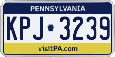 PA license plate KPJ3239