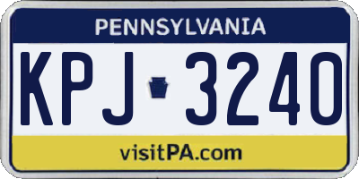 PA license plate KPJ3240