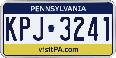 PA license plate KPJ3241