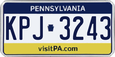 PA license plate KPJ3243